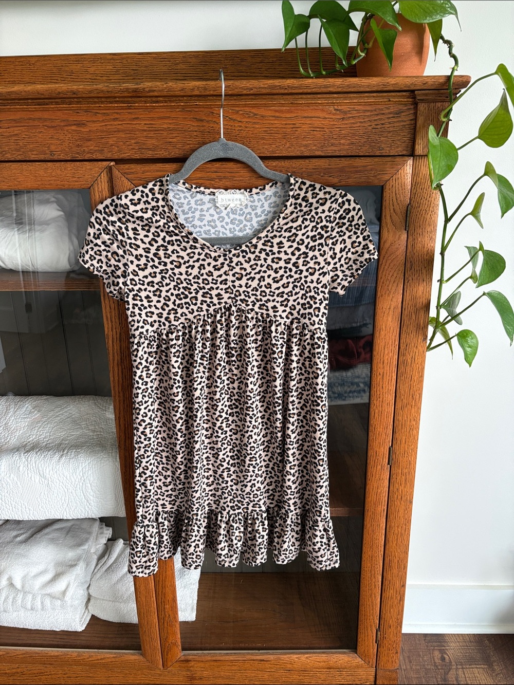 btween Beige and Black Leopard Print Dress